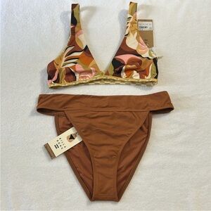 Billabong Large Bikini Return to Paradise Ava Tank AND Aruba golden brown NWT